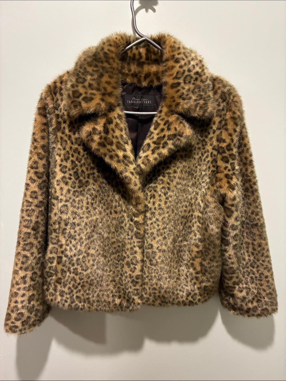 DONNA SALYERS FABULOUS FURS Faux Leopard Print Jacket Size Small